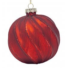 Χριστουγεννιάτικες Γυάλινες Μπάλες Κόκκινες με Γκλίτερ - Σετ 4 τεμ. (10cm)